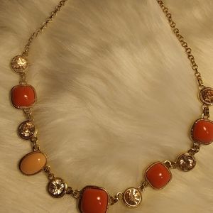Coral Enamel Necklace